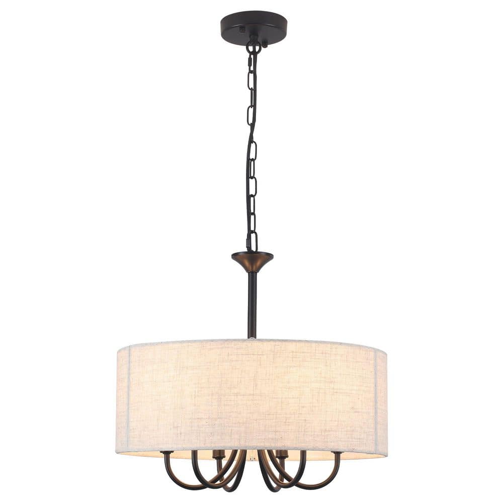 6-Light Black Farmhouse Chandelier Drum Light Fixture with Fabric Shaded price history on PriceWatchPro