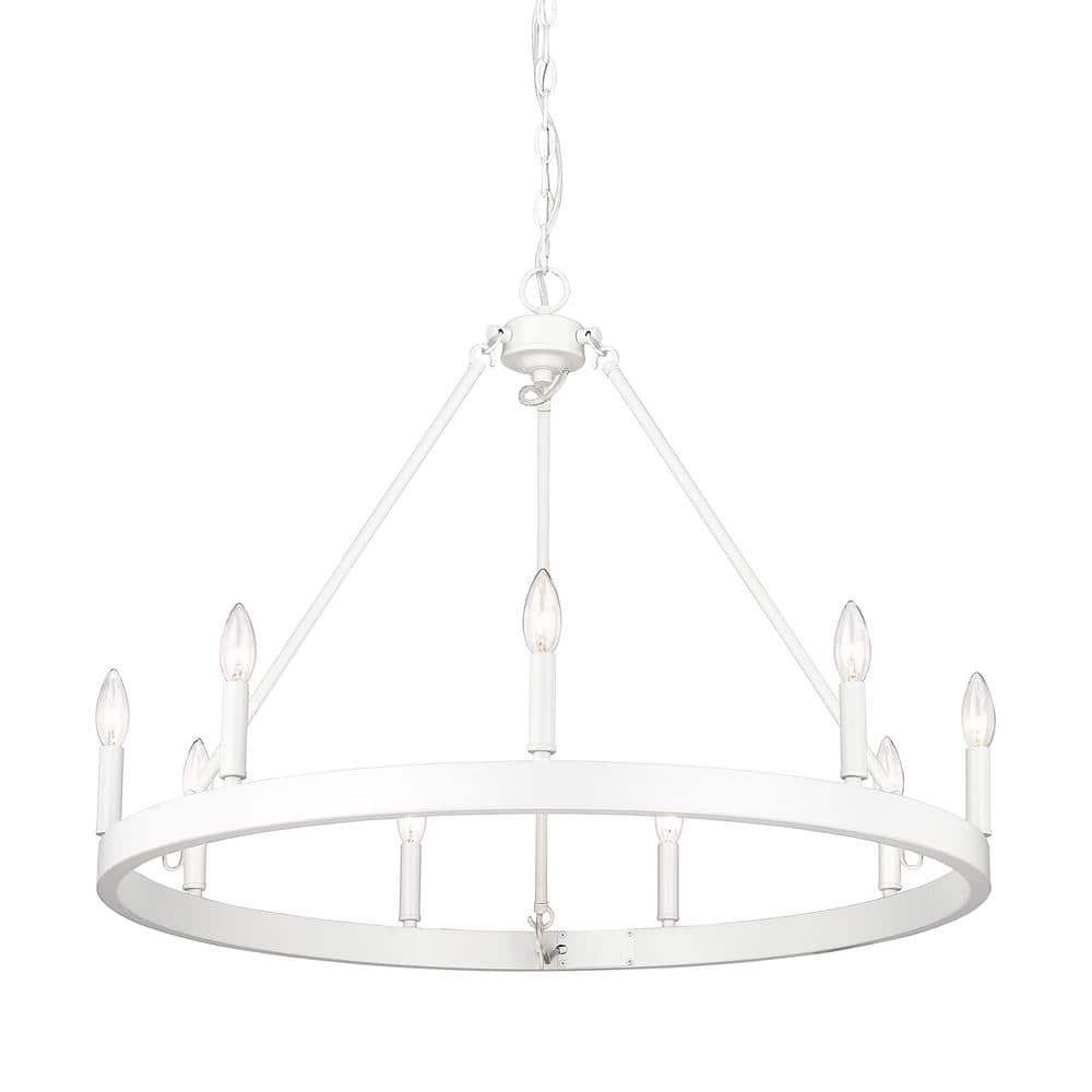 Matte White 32" 9-Light Contemporary Chandelier