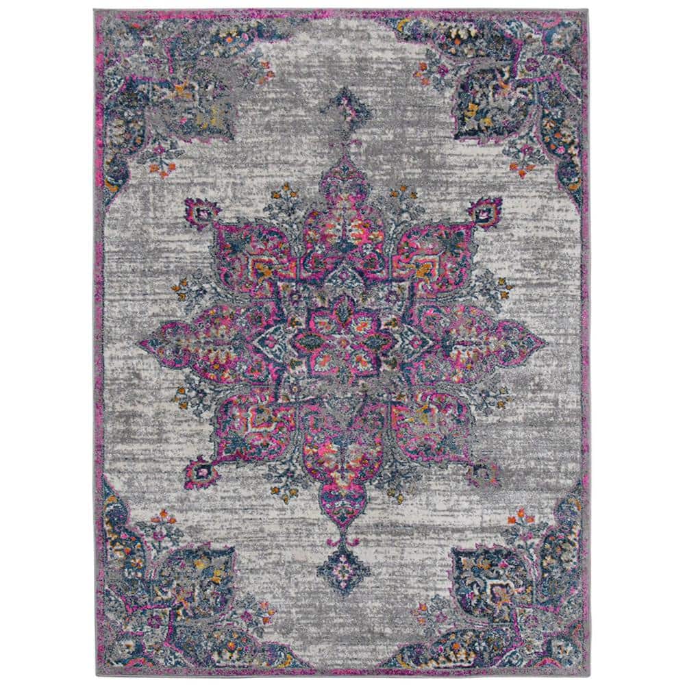 Isabelle Pink Rectangular Synthetic Bohemian Area Rug