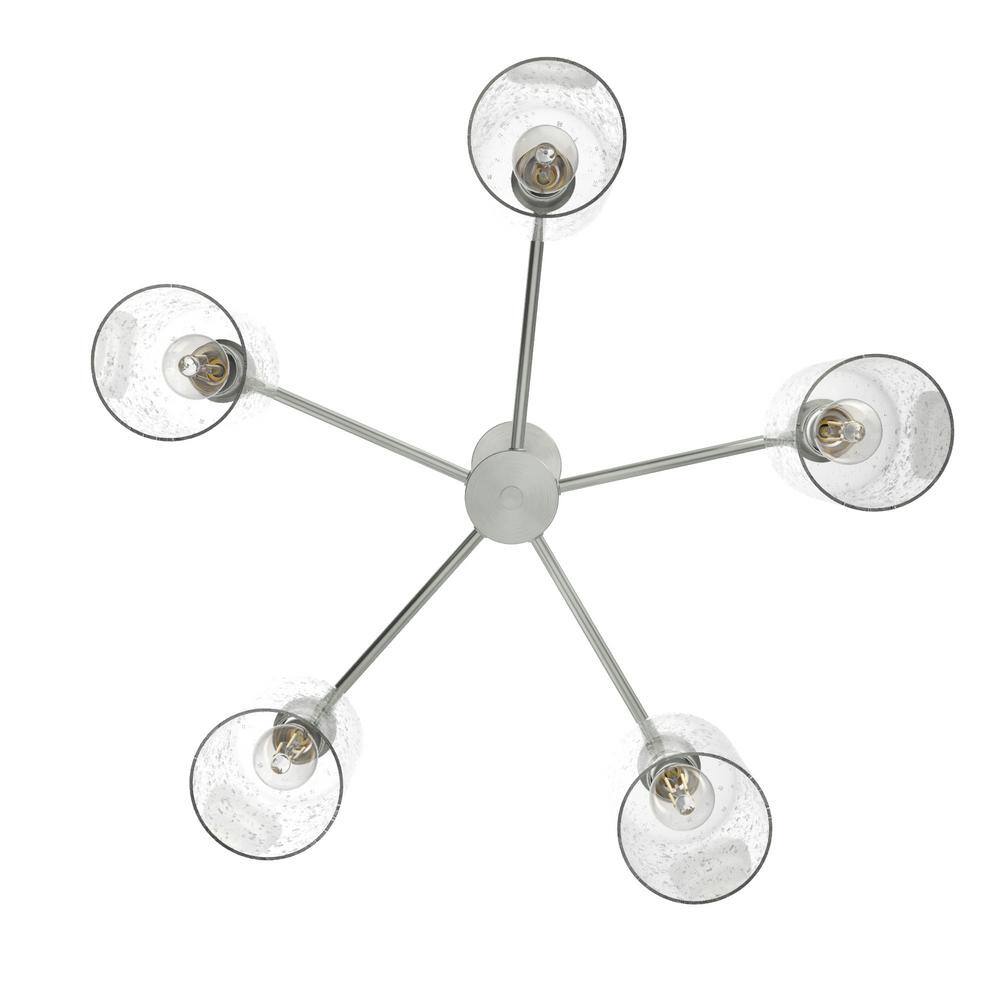 Lochemeade 5-Light Brushed Nickel Seeded Glass Chandelier