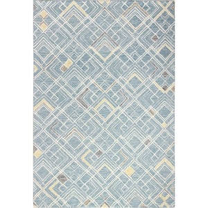 Valencia Teal 4 ft. x 6 ft. (3'6" x 5'6") Geometric Transitional Accent Rug