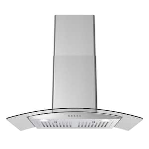 30 in. Zannoni Ducted Wall Mount Range Hood in Brushed Stainless Steel with Baffle Filters,Push Button Control,LED Light