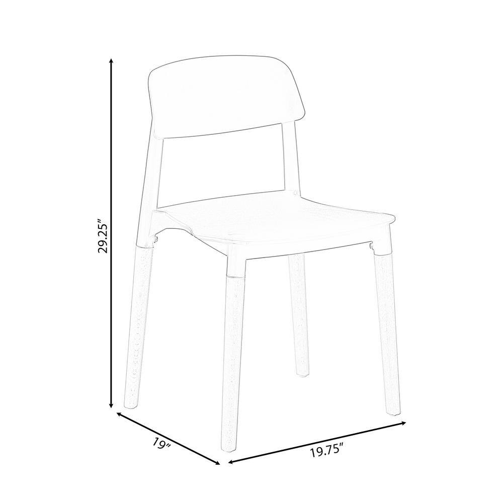 Modern Red Plastic Side Chair with Beech Wood Legs