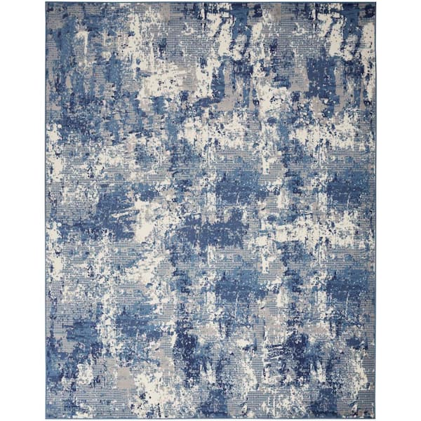 Nourison Grafix Navy Blue 8 ft. x 10 ft. Abstract Contemporary Area Rug
