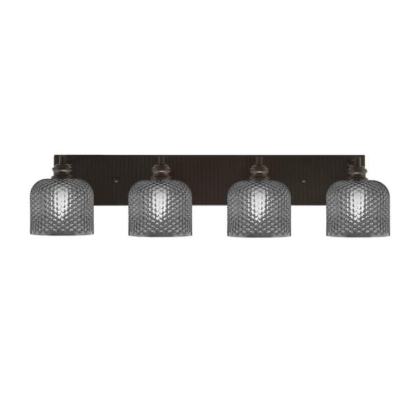 Unbranded Albany 33.5 in. 4 Light Espresso Vanity Light with Smoke Textured Glass Shades