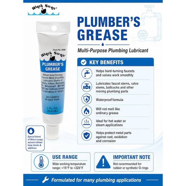 HEVE ヘイブ　Swan Grace BL Black Swan Plumbers Grease-1 fl. oz. Tube 04096TC - The Home Depot