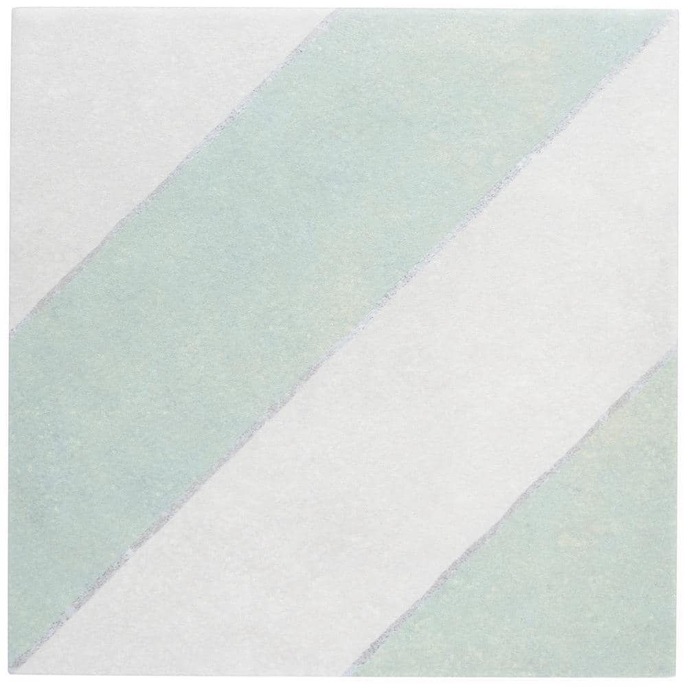 Sage and White Diagonal 9" x 9" Porcelain Tile