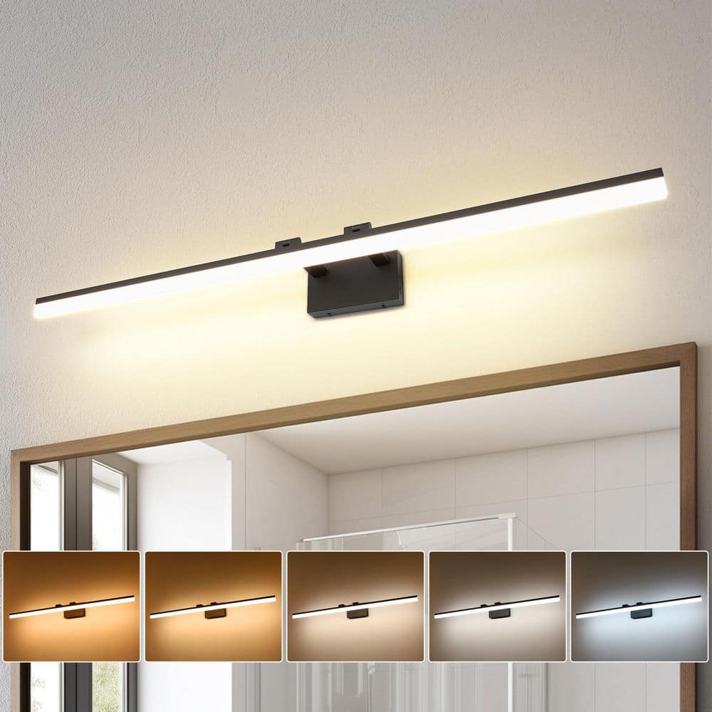 47.24 in. 1 Light Black Dimmable LED Vanity Light Bar with 5-CCT Adjustable Switch for Bathroom price history on PriceWatchPro