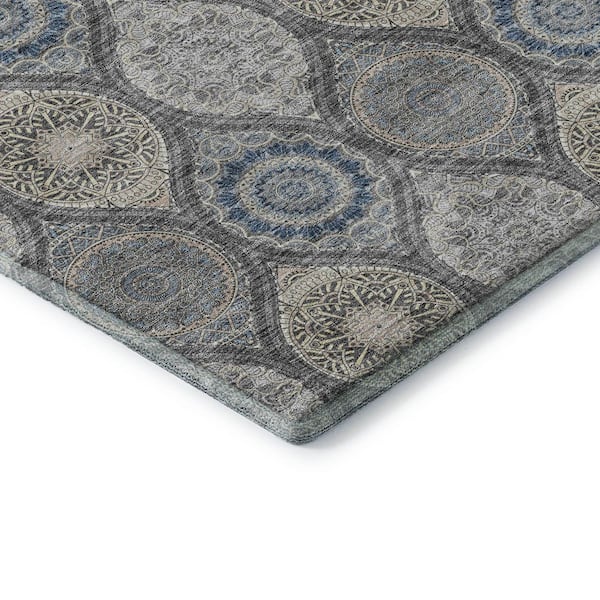 Mayfield Premium Machine Washable Abstract AMF976 Gray 2 ft. 3 in. x 7 ft. 6 in. Runner Rug