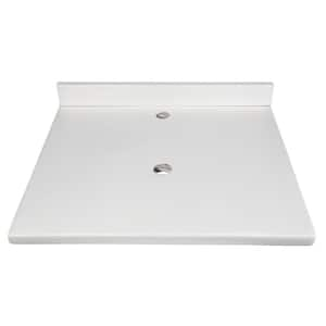 25 in. W x 22 in. D Concrete Vanity Top with Backsplash in White