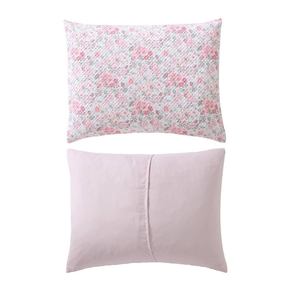 Twin Pink Microfiber Reversible Floral Bed in a Bag Set
