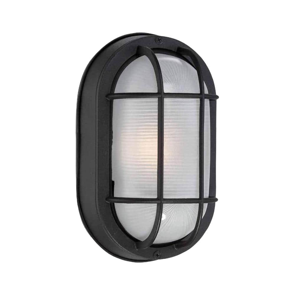 Hampton Bay Black LED Outdoor Wall Lamp with Frosted Glass