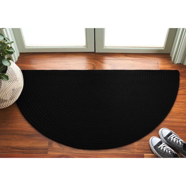 Braided Black 2 ft. x 4 ft. Machine Washable Solid Color Gradient Specialty Area Rug