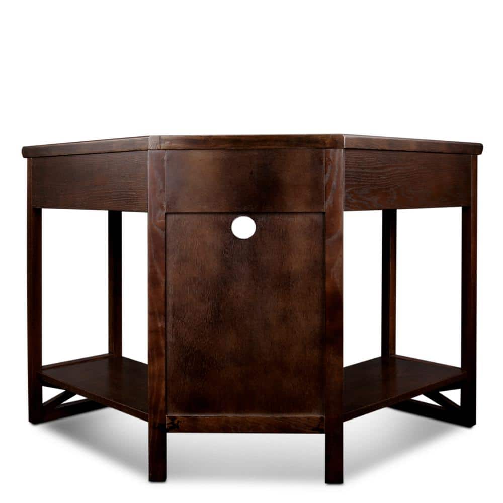 Chocolate Oak Corner Desk with Drawer and Shelf