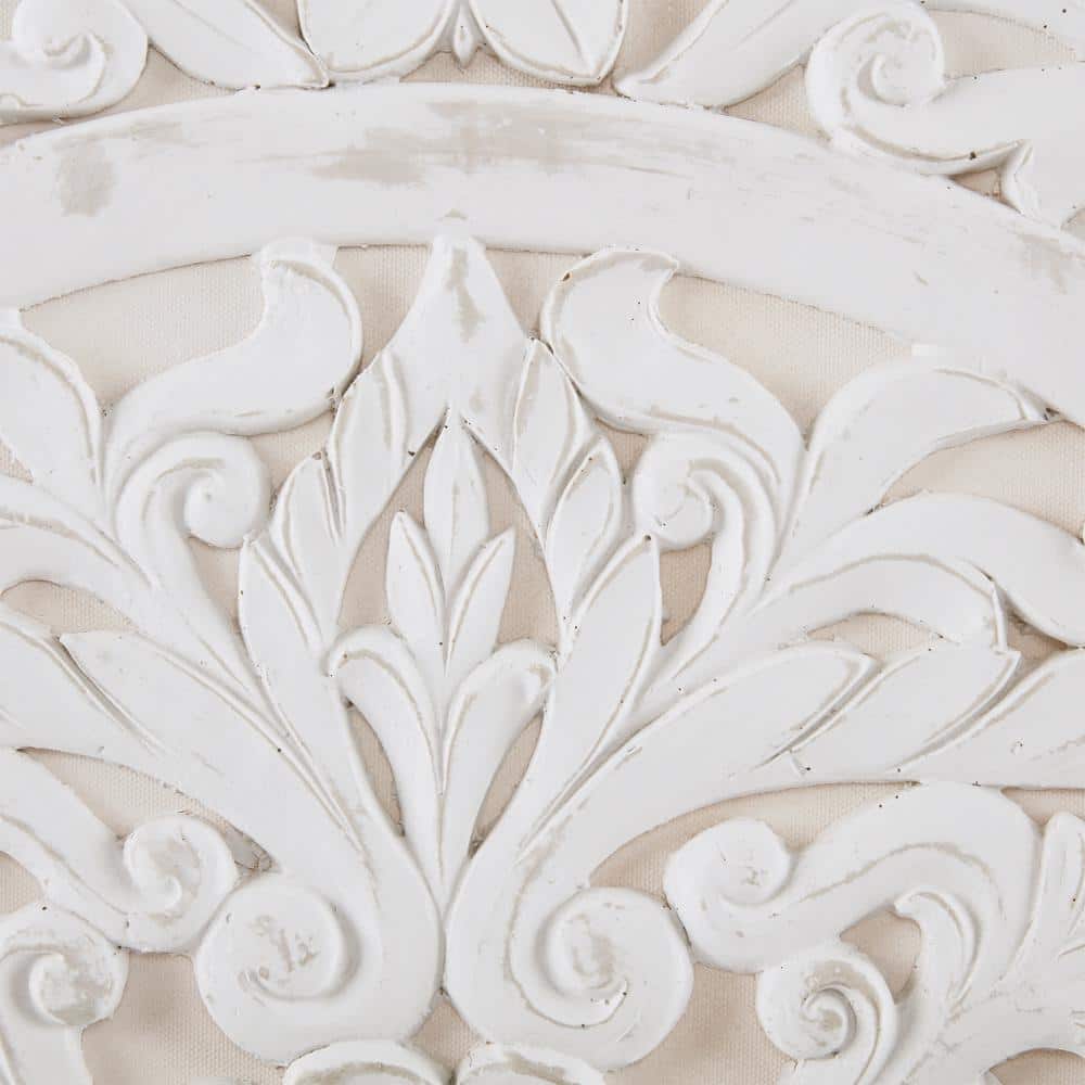 White 3D Embellished Mandala Canvas Wall Art Set