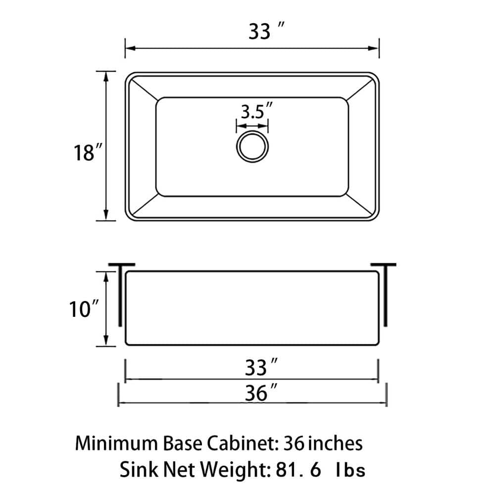 Sinber 33" White Fireclay Farmhouse Apron Kitchen Sink