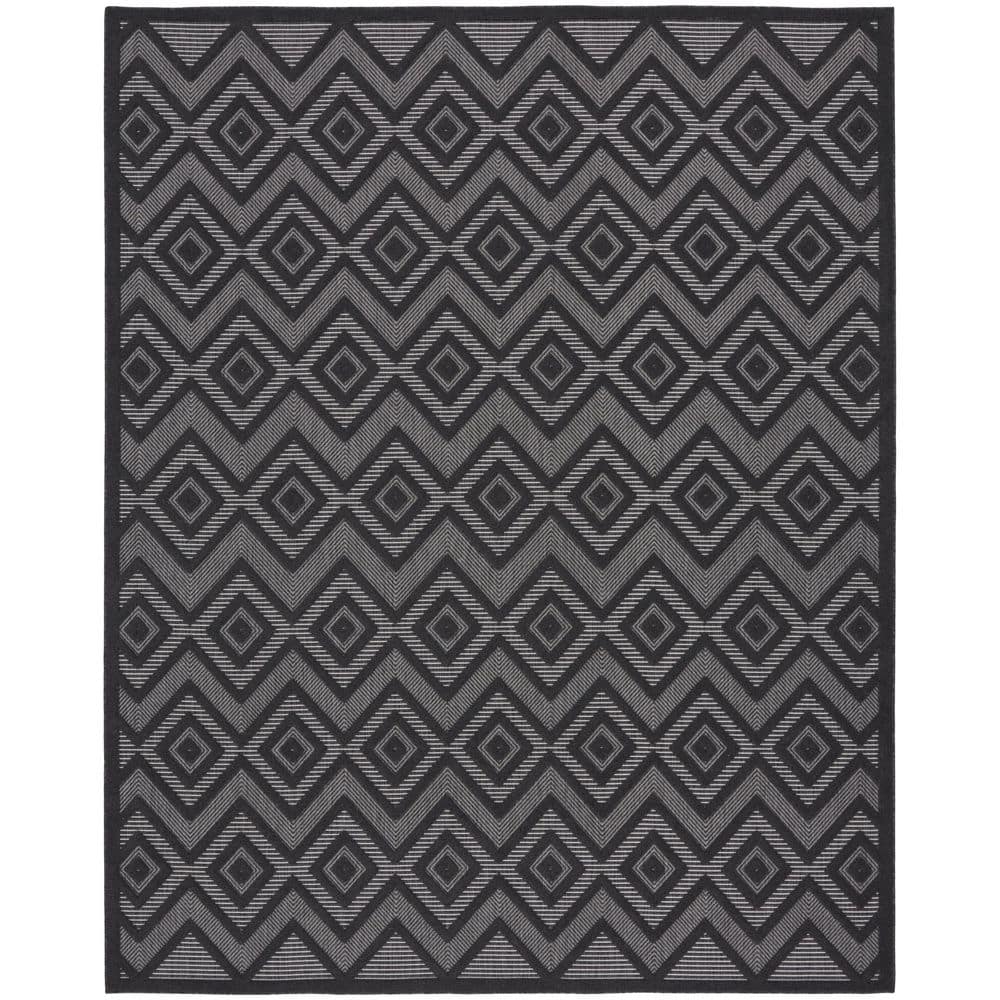 Versatile Charcoal/Black 8 ft. x 10 ft. Diamond Geometric Indoor Outdoor Area Rug price history on PriceWatchPro