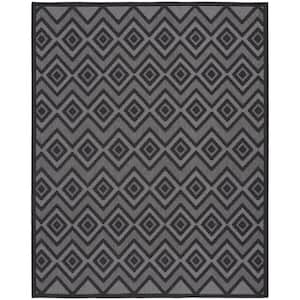 Versatile Charcoal/Black 8 ft. x 10 ft. Diamond Geometric Indoor Outdoor Area Rug