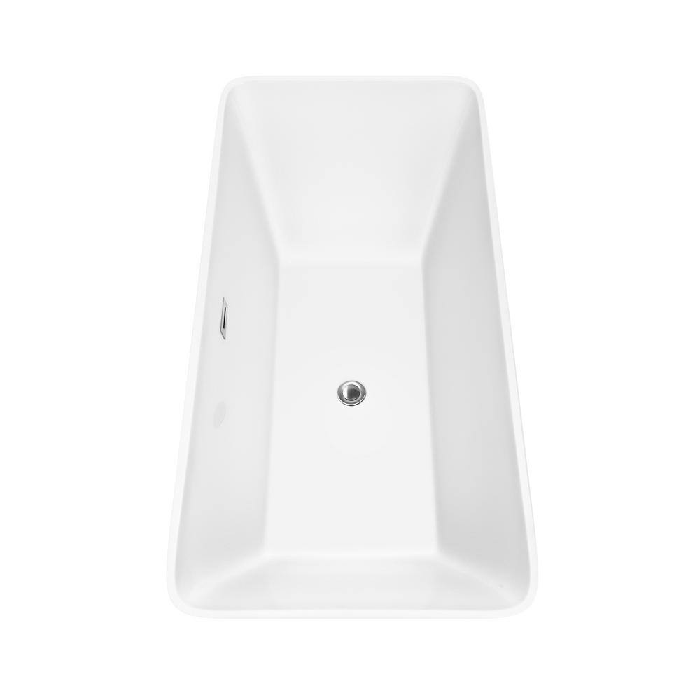 Tiffany 67'' White Acrylic Freestanding Soaking Bathtub with Chrome Faucet