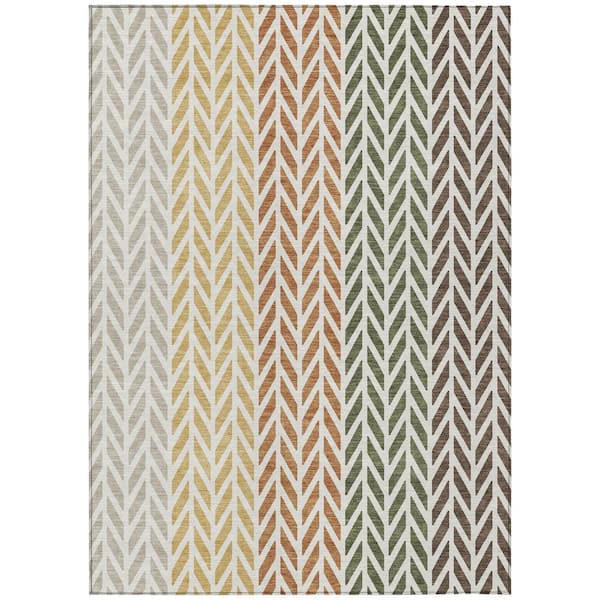 Chantille Machine Washable Indoor/Outdoor Abstract ACN3041 Coffee 10 ft. x 14 ft. Area Rug