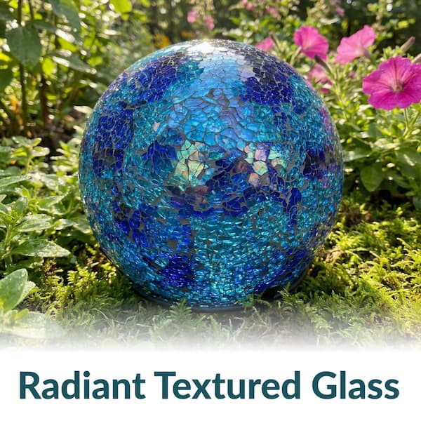 Sunnydaze Deep Ocean Swirl Crackled Glass Gazing Globe-10 in. ZIB
