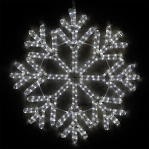 24 in. 380-Light LED Cool White 40 Point Hanging Snowflake Decor