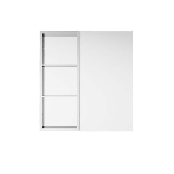 28 in. W x 30 in. H Rectangular Chrome Aluminum Medicine Cabinet with Mirror