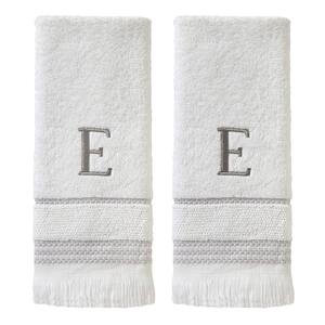 Casual Monogram Letter E Hand Towel 2 piece set, white, cotton