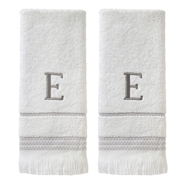 SKL Home Casual Monogram Letter E Hand Towel 2 piece set, white, cotton  W453800083E203 - The Home Depot