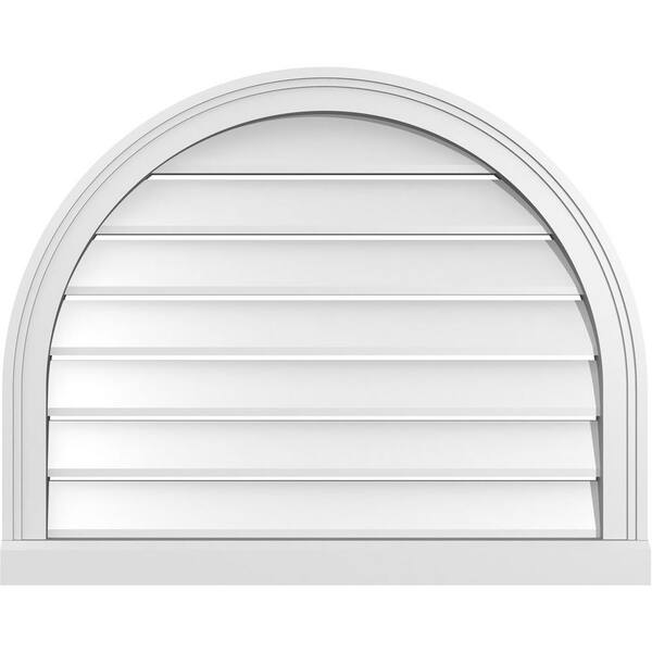 Ekena Millwork 30 in. x 24 in. Round Top White PVC Paintable Gable Louver Vent Functional
