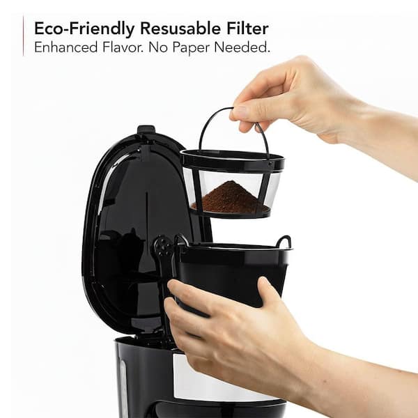 OVENTE 12-Cup Drip Coffee Maker, with Reusable Filter and Borosilicate  Glass Carafe, Black CM412B CM412B