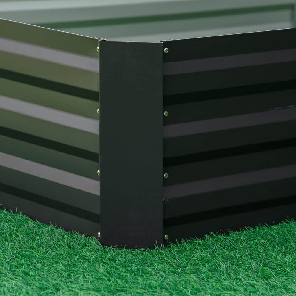 Outsunny Gray Galvanized Metal Raised Garden Bed for Outdoor Plants