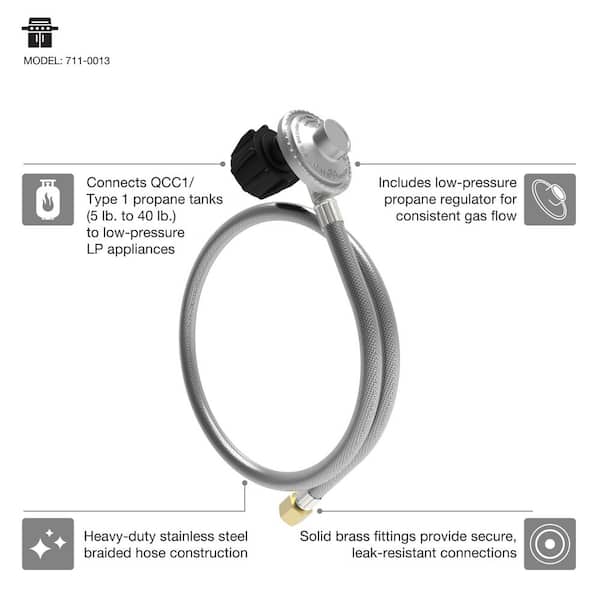 4 FT Steel Braided Propane Hose and Regulator