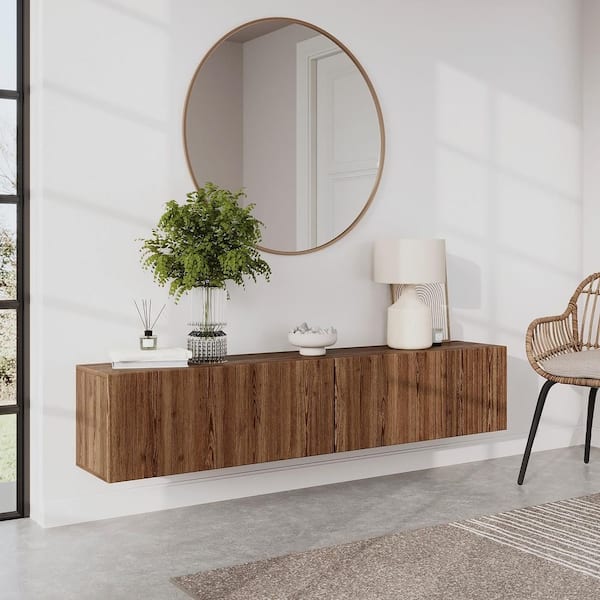 LIVING SKOG Alessio Brown 59 in. Floating TV Stand Fits TV's up to 65 in. with Wall Mount Feature