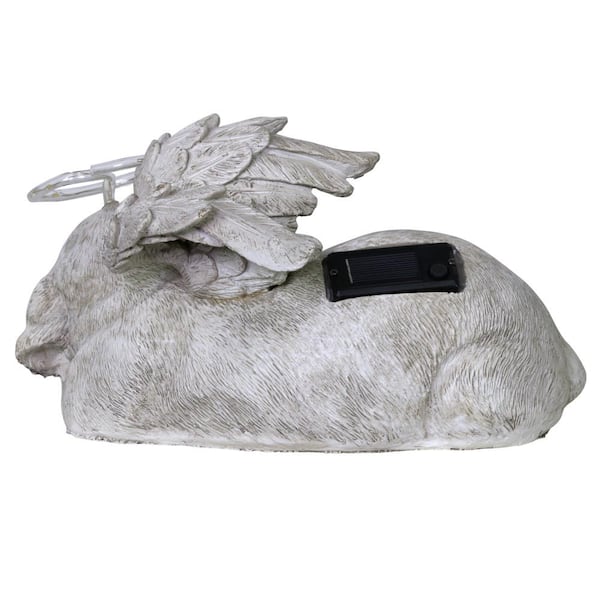 Exhart Solar Sleeping Dog Angel Garden Statue 14733-RS - The Home