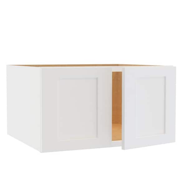 Newport 27 in. W x 24 in. D x 15 in. H Assembled Plywood Wall Bridge Kitchen Cabinet in Pacific White with Soft Close