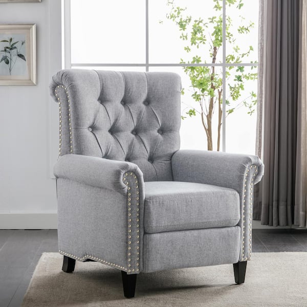 CorLiving Recliner Chair with Extending Foot Rest, Light Grey