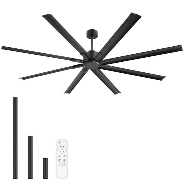 7 ft. Indoor/Covered Outdoor Black Industrial HVLS Ceiling Fan with 8-Alumminu Blades and Remote for Commercial Rooms