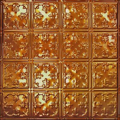 Pattern #21 24 in. x 24 in. Rustic Copper Translucent Tin Wall Tile Backsplash Kit (5 pack)