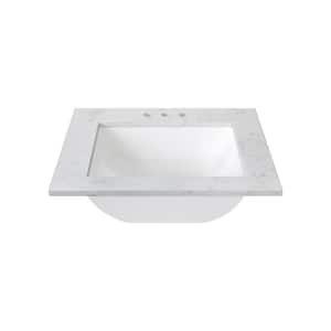 25 in. W x 22 in. D Cultured Marble Rectangular Undermount Single Basin Vanity Top in Icy Stone