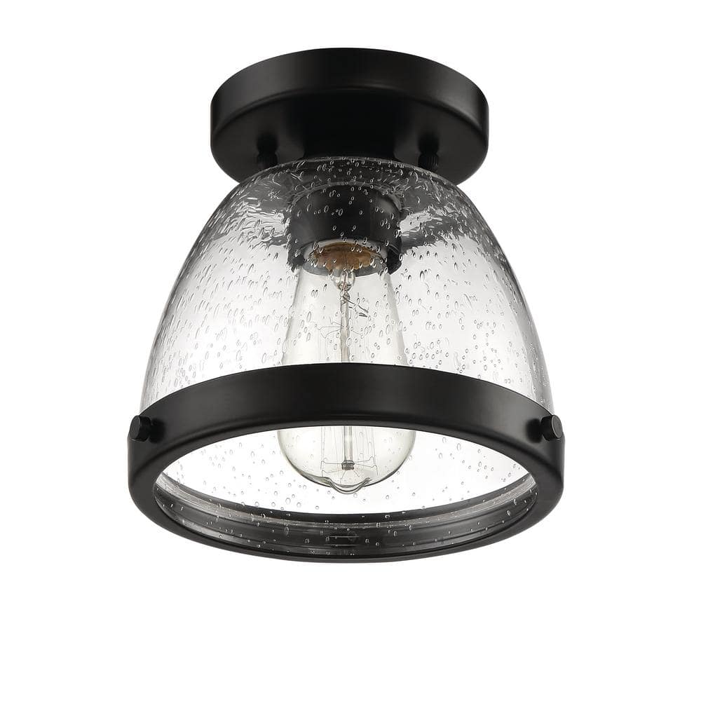 Lodie 7.5'' Square Flat Black Glass Ceiling Light