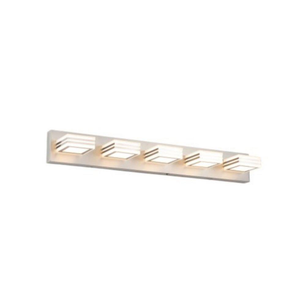 32.3 in. 5-Light Nickel Bathroom LED Vanity Light with 5-CCT Adjustable Switch and Acrylic Lampshade price history on PriceWatchPro