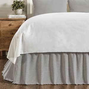 Burlap 16 in. Ruffled Country Farmhouse Dove Grey King Bed Skirt