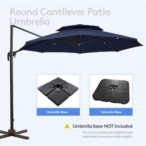 10 ft. Round Patio Cantilever Umbrella With Cover in Navy