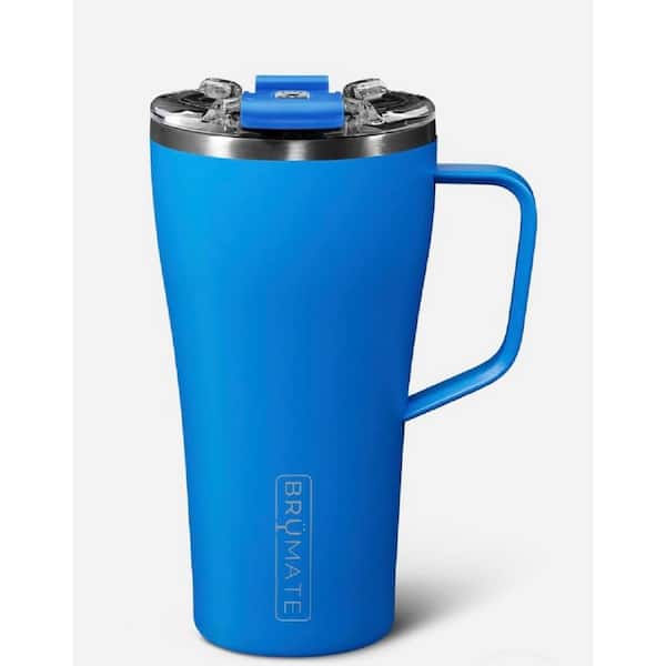 Adrinfly 22 oz. Matte Azure Blue Stainless Steel 100% Leak Proof Insulated Coffee Travel Mug Double Walled with Handle and Lid