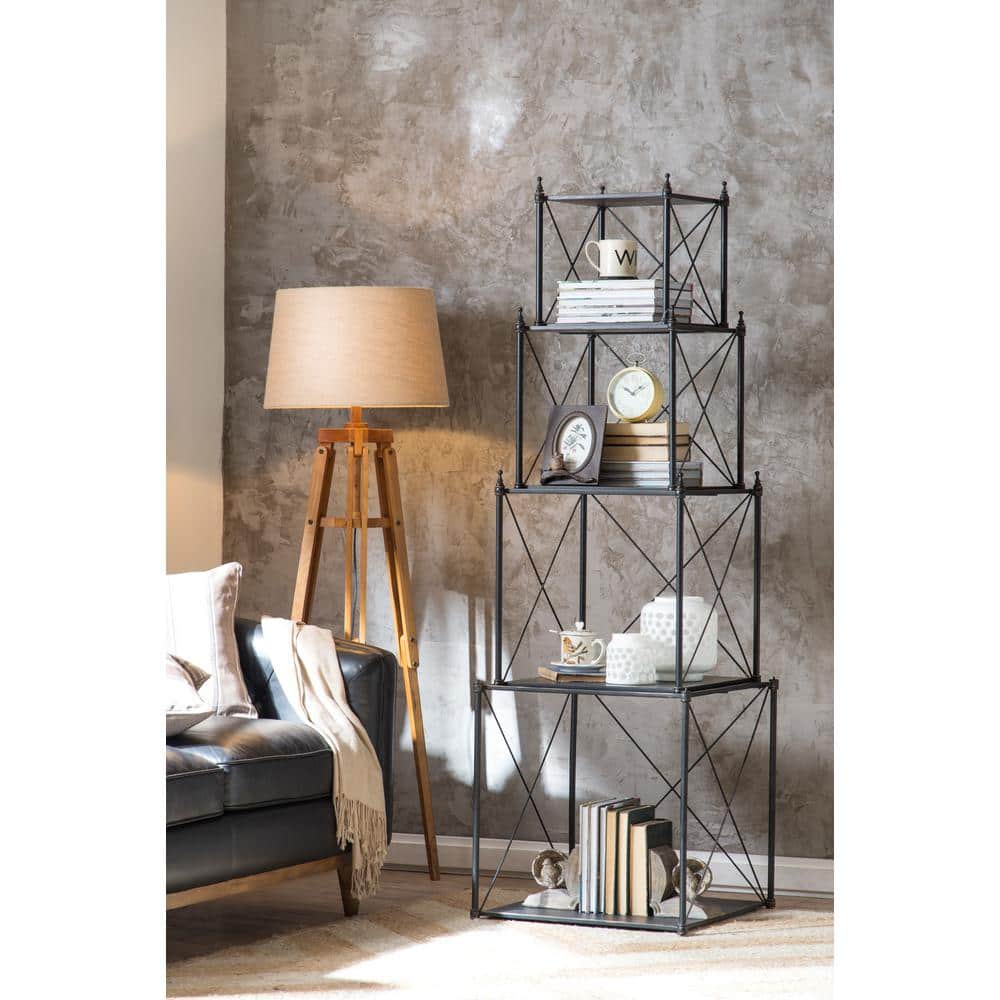 Mariner Adjustable Wood Tripod Floor Lamp with Burlap Shade