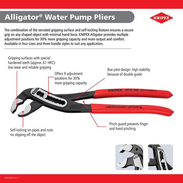 KNIPEX Heavy Duty Forged Steel 12 in. Alligator Pliers with 61 HRC