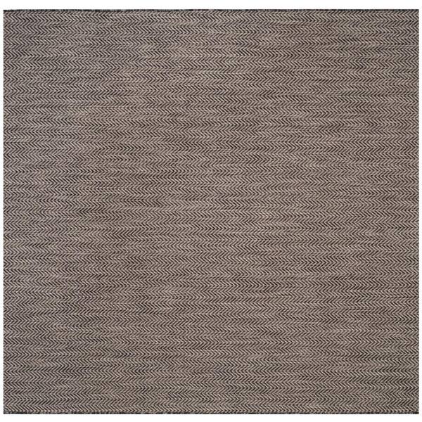 SAFAVIEH Courtyard Black/Beige 5 ft. x 5 ft. Indoor/Outdoor Square Area Rug