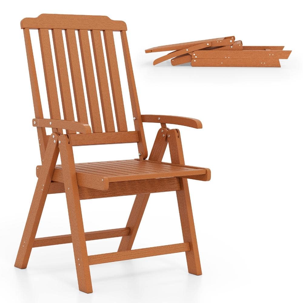 22 in. HDPE Folding Patio Dining Chair with Armrests, Slatted Seat and 330 lb. Capacity, Brown price history on PriceWatchPro