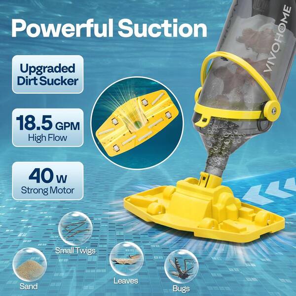 Cordless Pool Vacuum Cleaner - 90 Min Runtime, 4000mAh Battery For Above Ground Pools & Hot Tubs